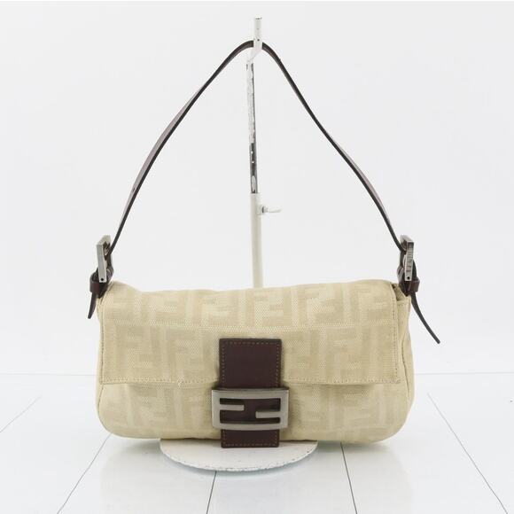 Fendi Handbags - Fendi Zucca Baguette Bag White Silver Vintage Shoulder Purse FF Logo w/dustbag